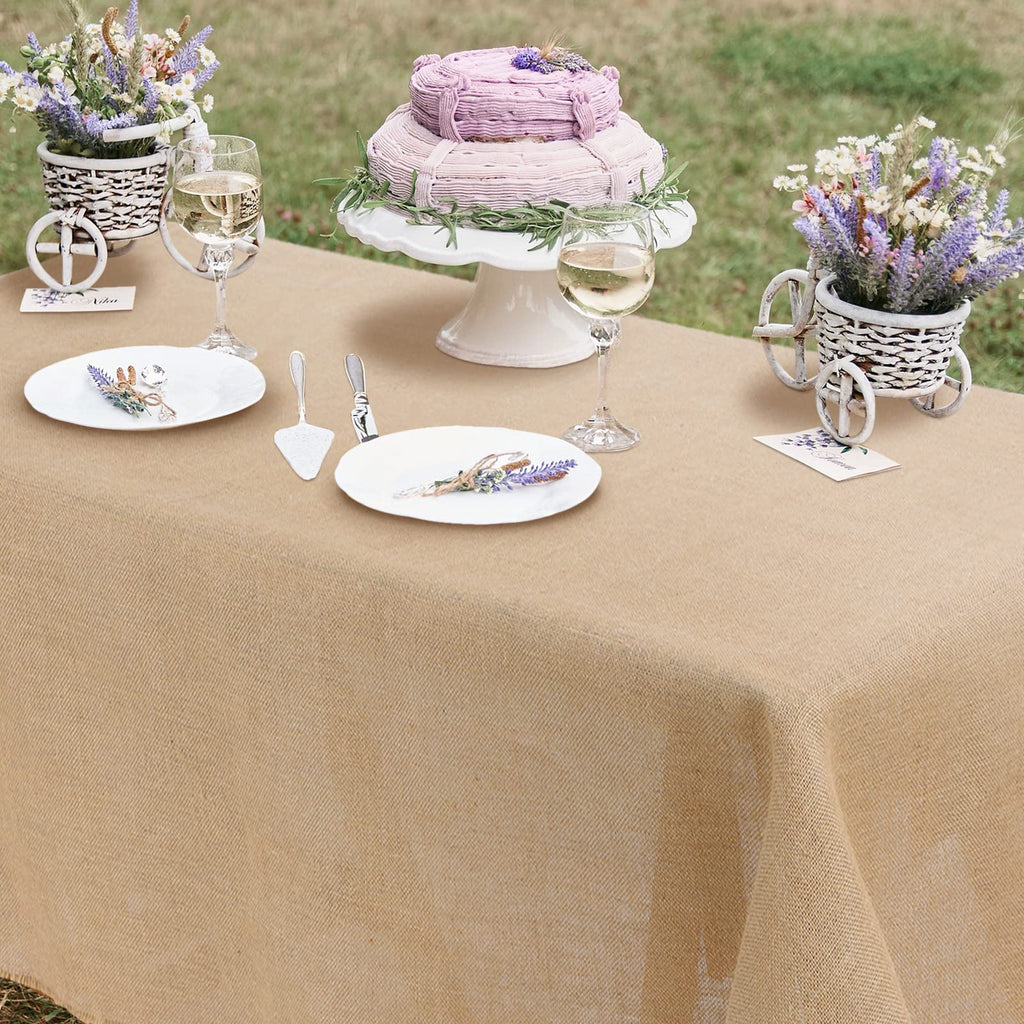 Natural Burlap Tablecloth Farmhouse Rustic Wedding Rectangle Burlap Table Cover Jute Tablecloth for Wedding Party