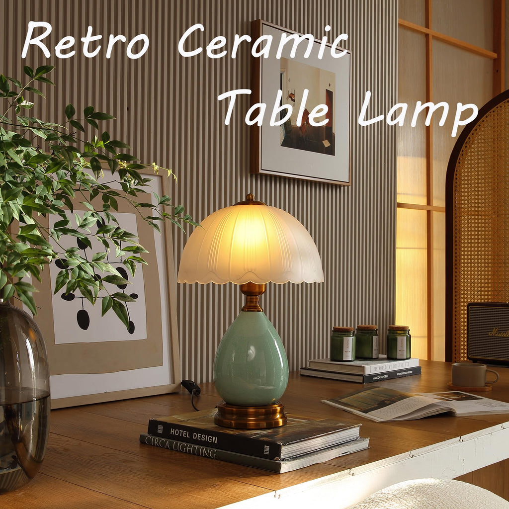 16" Vintage Ceramic Table Lamp, Mushroom Lamps