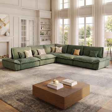 Hudson 144'' Oversized Modular Sectional Sofa, 5 Seater, Green