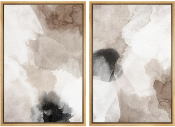 Framed Canvas Print Wall Art Set Pastel Grunge Paint Stroke Abstract Shapes Modern Art Decorative Calm/Relax