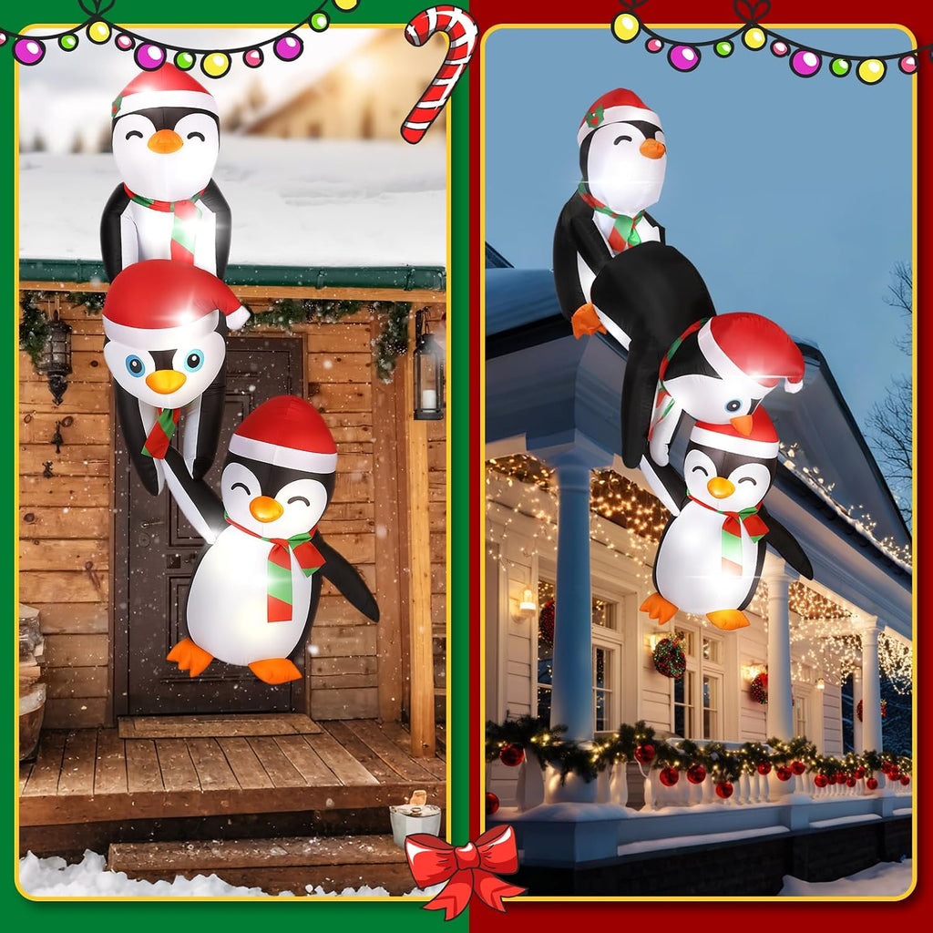 7ft Penguin Christmas Inflatable Roof Hanging Outdoor Decorations