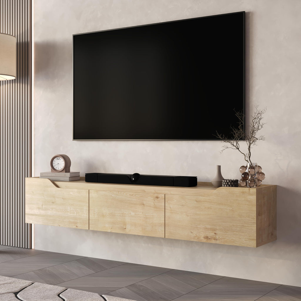 Mobili Floating TV Stand for 75 Inch TVs, Modern Entertainment Center with Cable Management, Elegant TV Stands