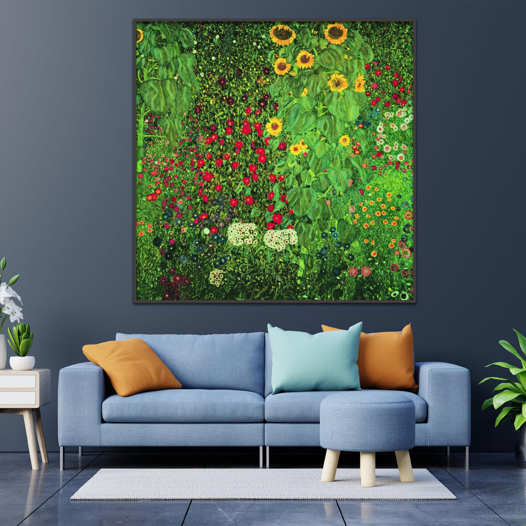 Gustav Klimt Canvas Wall Art Sunflower Farm Garden Poster Vintage Nature Scenery Flower Poster Fine Art Wall Decor