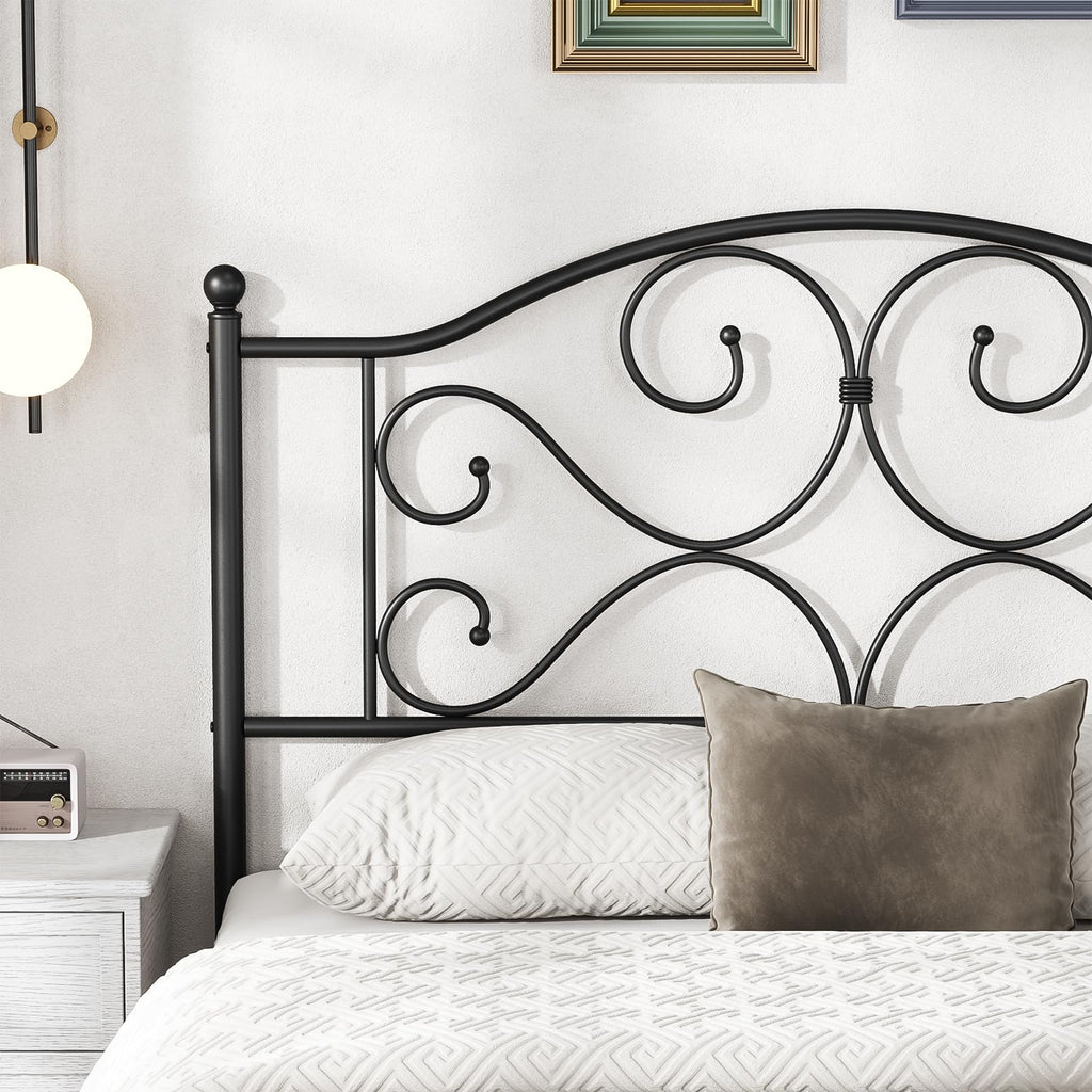 Vintage Platform Metal Queen Headboard Only with Height Adjustable