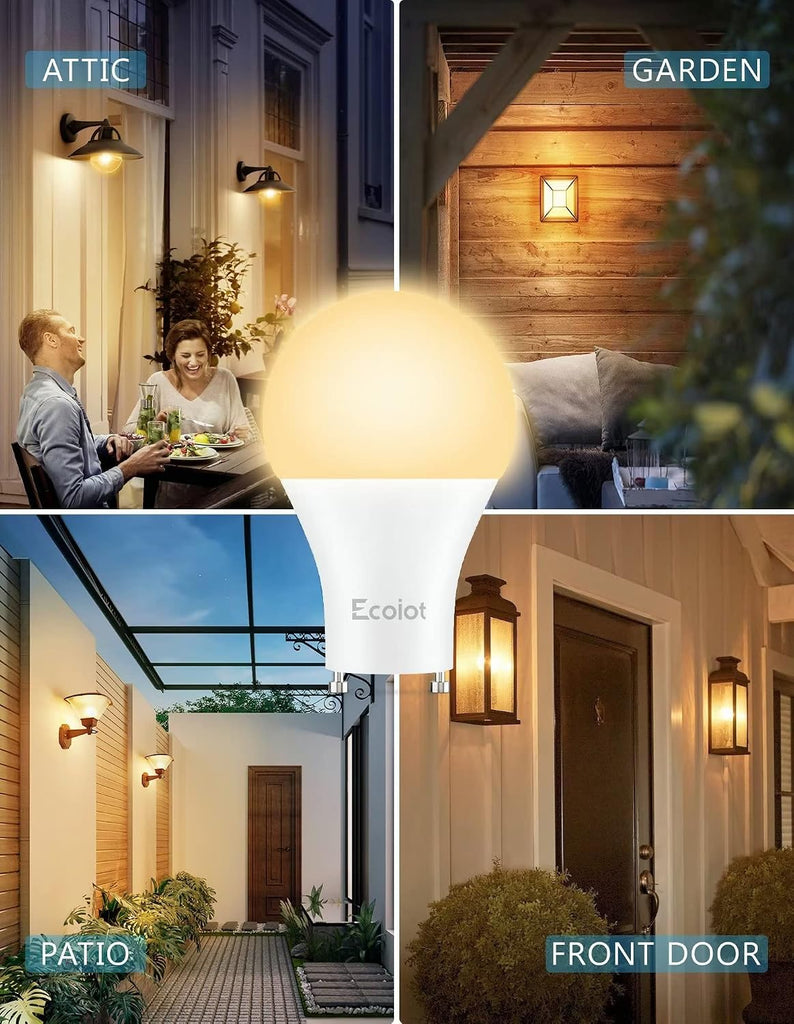 GU24 Dusk to Dawn Outdoor Light Bulbs,Light Sensor A19 LED Bulbs,Photocell Sensor, Automatic On/Off