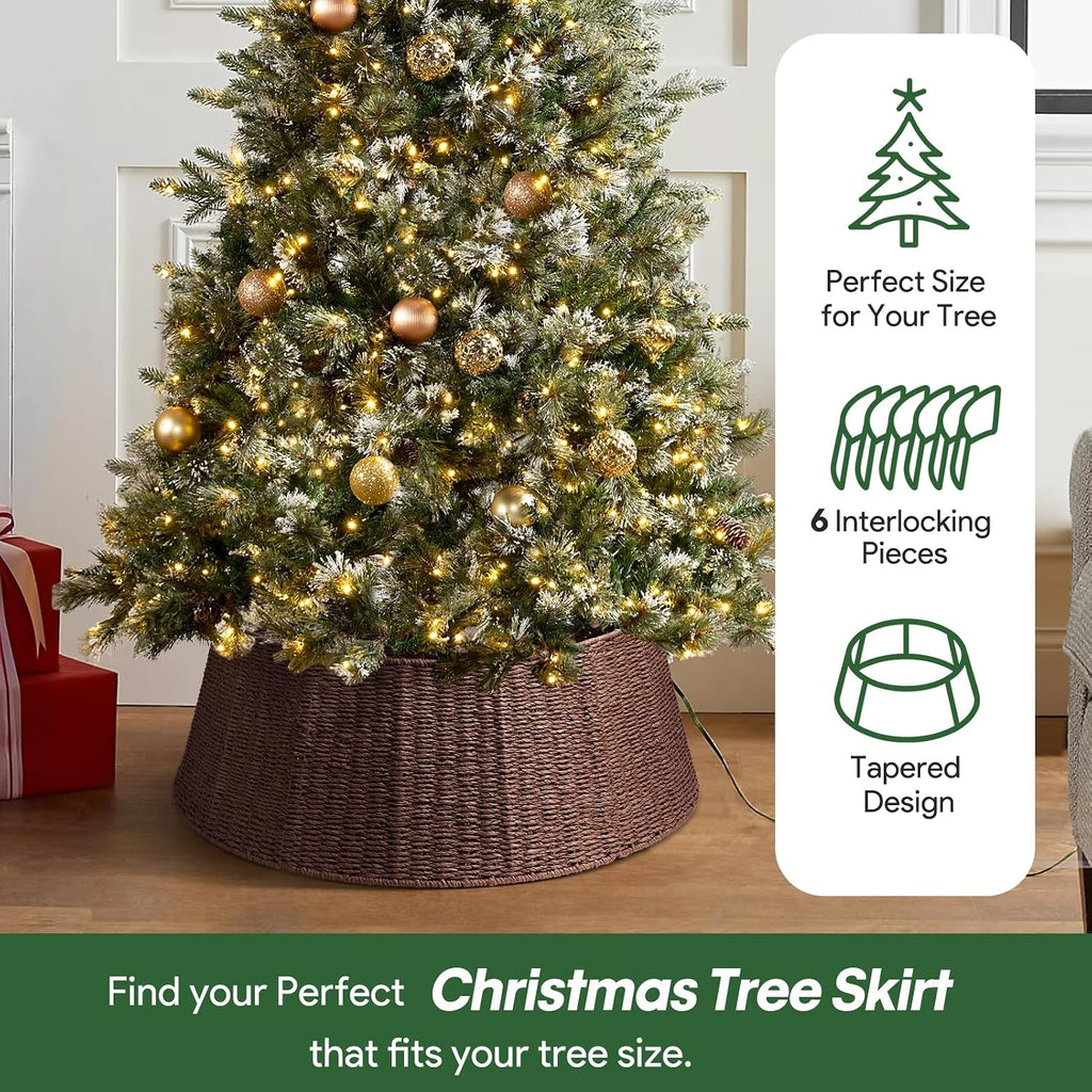 Christmas Tree Collar- 33",Christmas Tree Base Christmas Basket Collar ,for Covering Tree Stand (Brown3, 33 in)