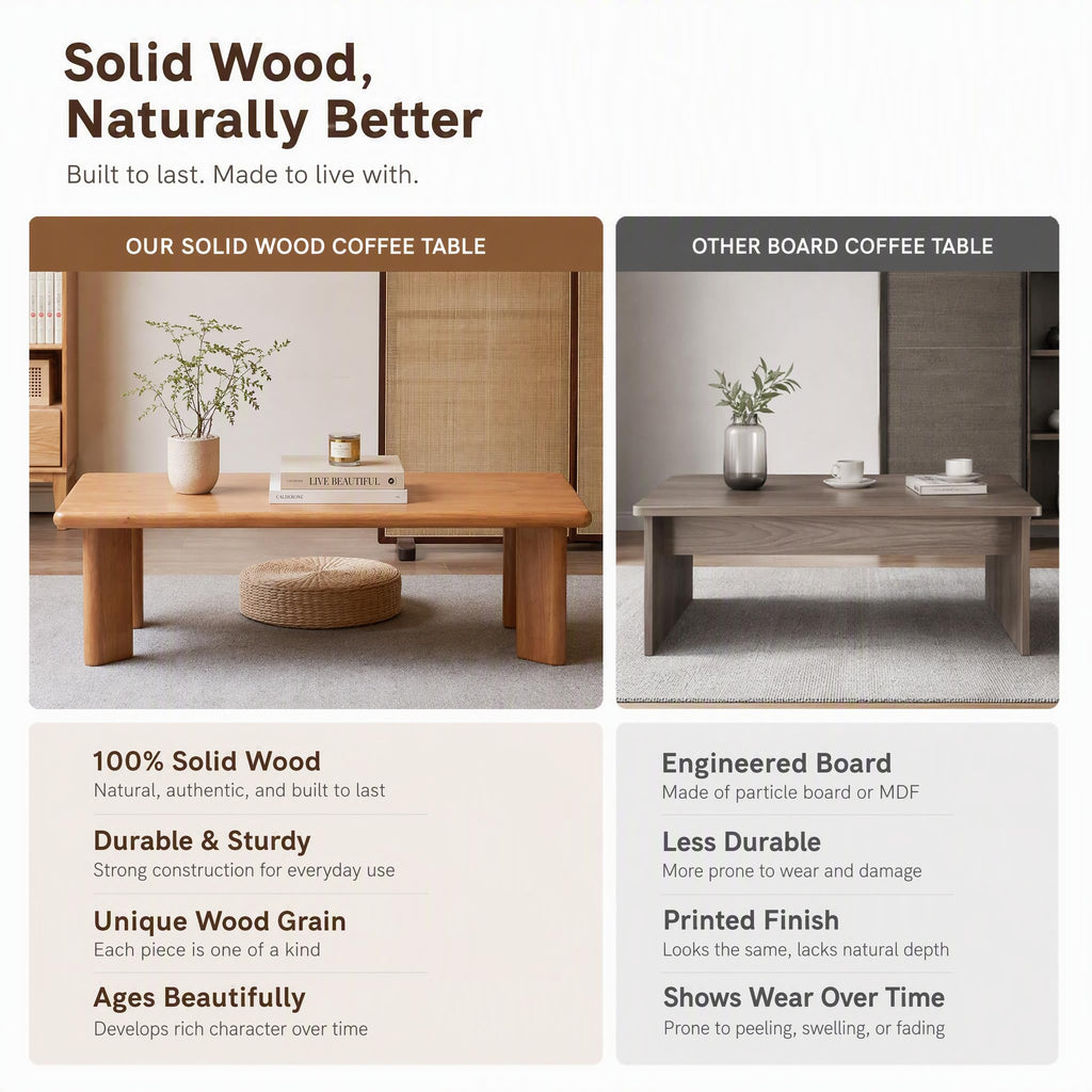 Solid Wood Tatami Tables, 47" L Low Coffee Table Japanese Floor Table Small Wooden Tables Tea Table for Sitting on