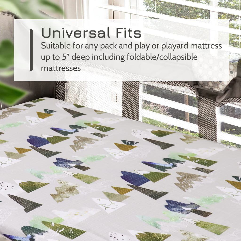 Mini Crib Sheets Mountain Pack N Play Sheets Soft Breathable Portable Playard Cover for Baby Boy