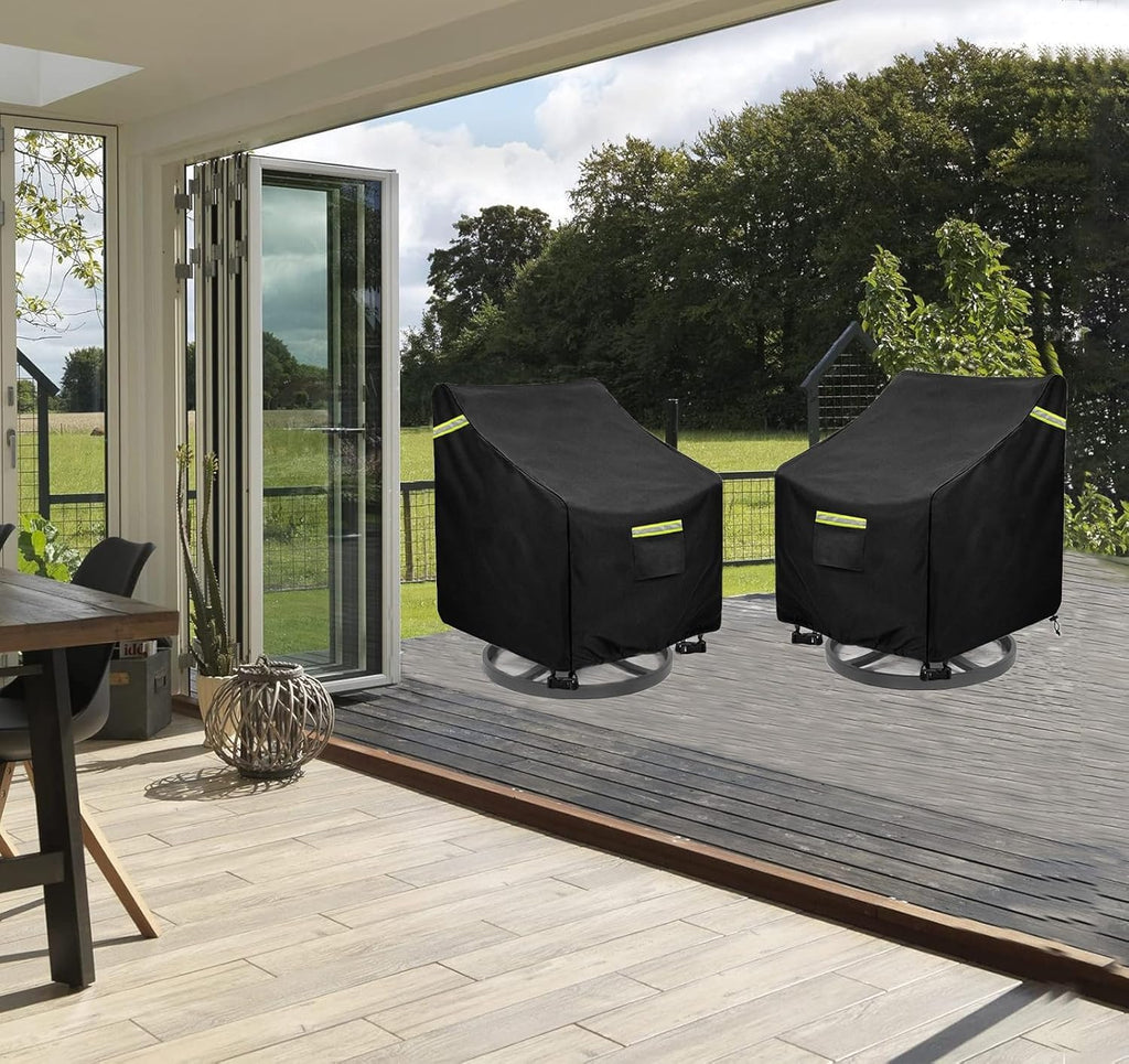 Outdoor Swivel Chair Cover 2 Pack, (29W x 31D x 38.5H inches )100% Waterproof Heavy Duty Outdoor Rocking Chair Covers