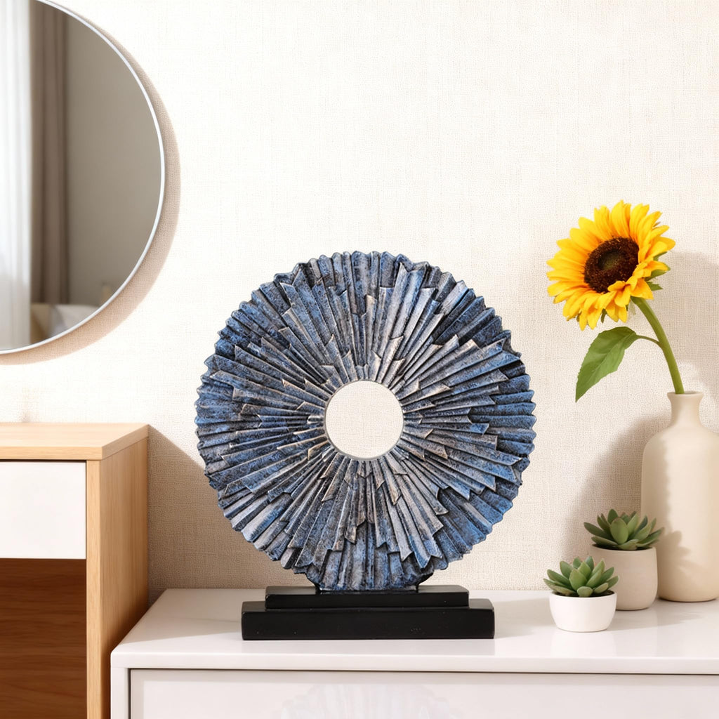 Blue Home Decor Sculpture, Unique Round line Statue, Modern Home Decor, Decorative Panel Statue tv Cabinet, Office