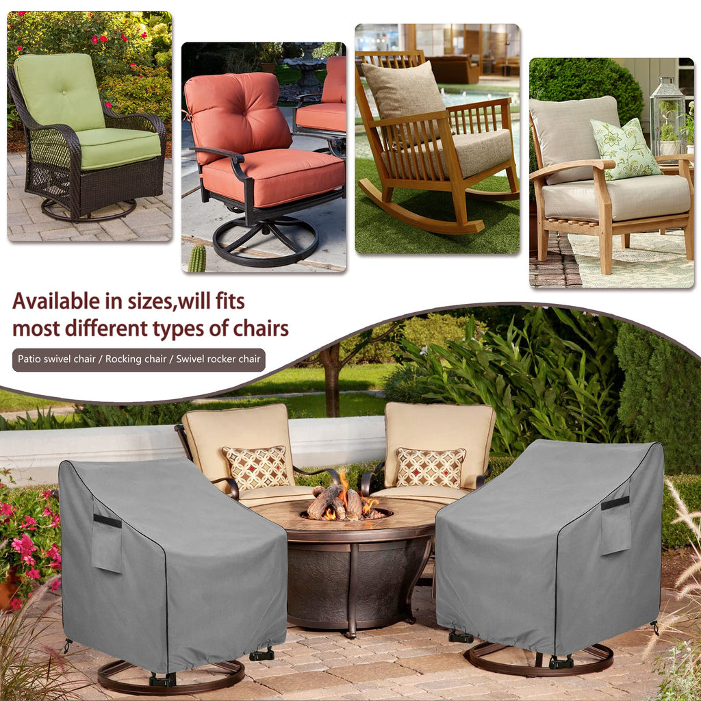 Heavy Duty 600D Outdoor Furniture Covers Fits up to 27.5"W x 32.5"D x 39"H inches -2 Pack, Grey