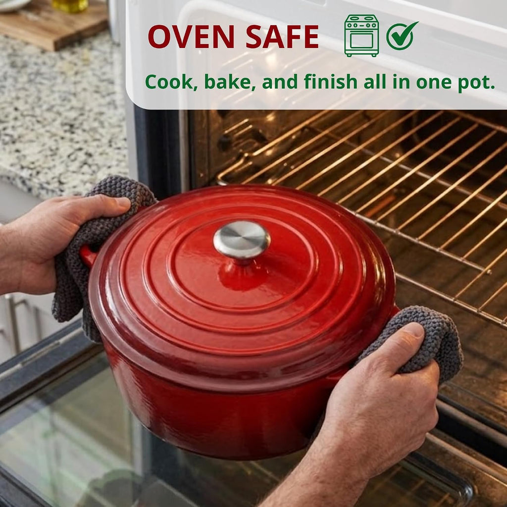 10 Quart Dutch Oven Approx, 9.5 qt Enameled Cast Iron Dutch Oven Pot & Lid | Nonstick Large Bread Oven For Sourdough