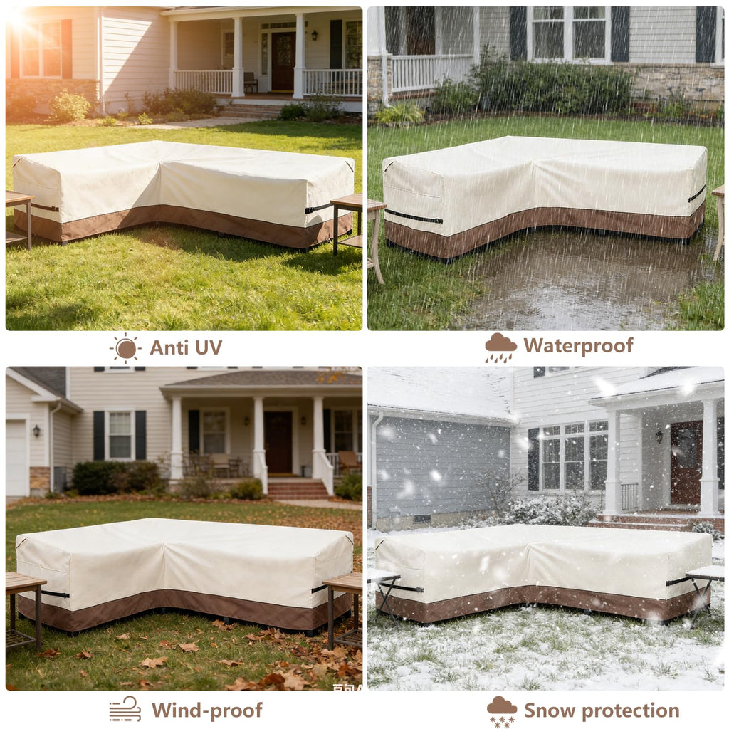 Outdoor Sectional Cover, L-Shaped Patio Furniture Covers for 6-Seater Outdoor Sectional Furniture Couch 85"(110''L) x