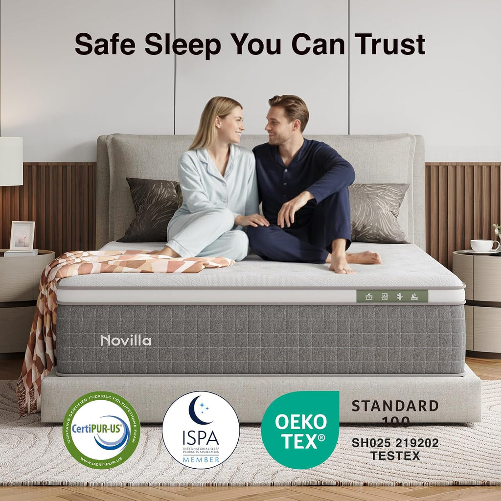 14 Inch King Mattress,King Size Gel Memory Foam Hybrid Mattress | with Cool-Touch Nylon Cover & Pocketed Coils for