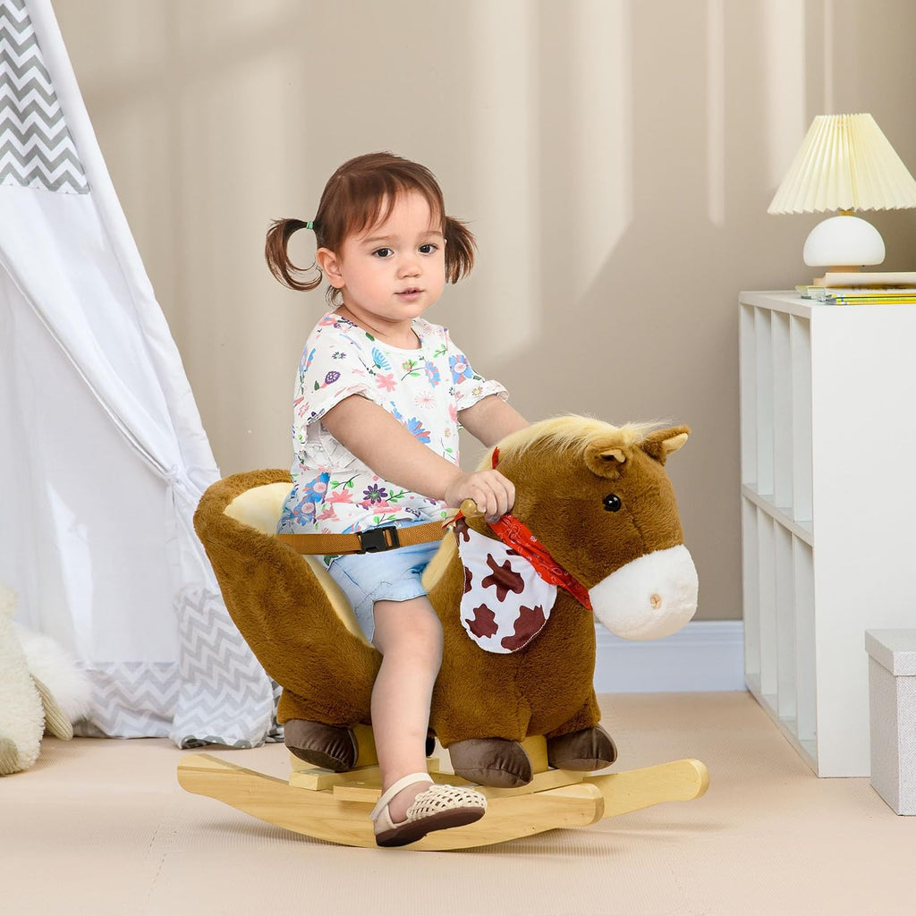 Baby Rocking Horse with Realistic Sound for Ages 18-36 Months Brown