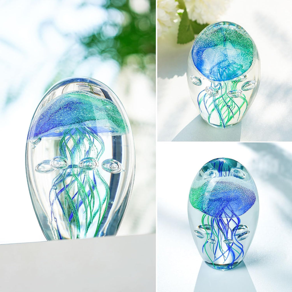 Hand Blown Glass Jellyfish Figurine