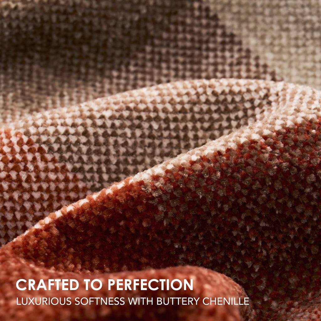 Plaid Chenille Fall Throw Blanket, 50"x60", Harvest Orange Plaid