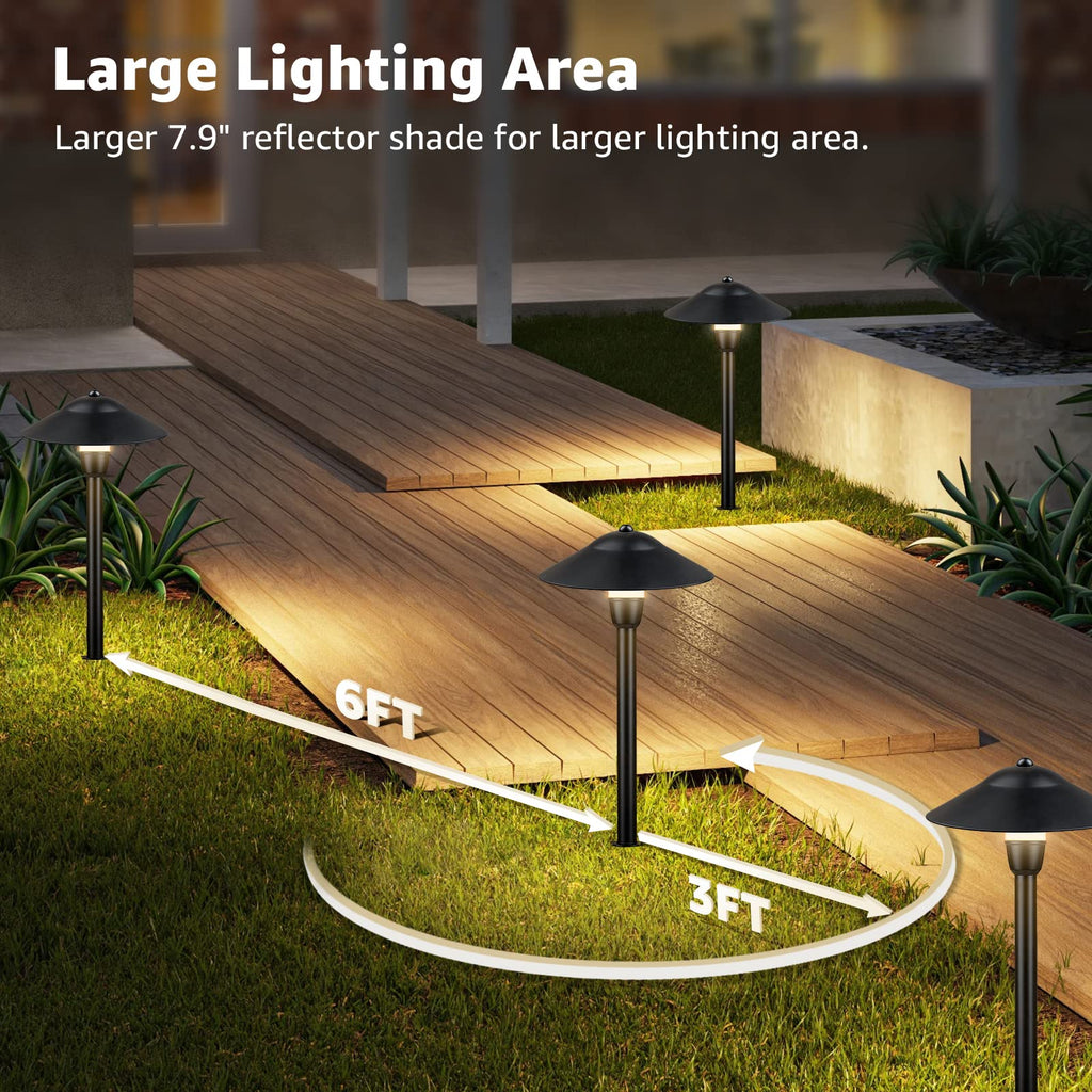 3W Low Voltage Pathway Lights, 4-Pack 7.9" 3000K Classic Aluminum