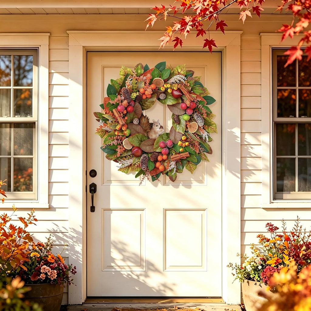 Fall Wreaths for Front Door 24 Inch Harvest Thanksgiving Autumn Wreath