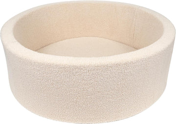 Kids Foam Ball Pit for Toddlers, Teddy Fleece Cover, Beige