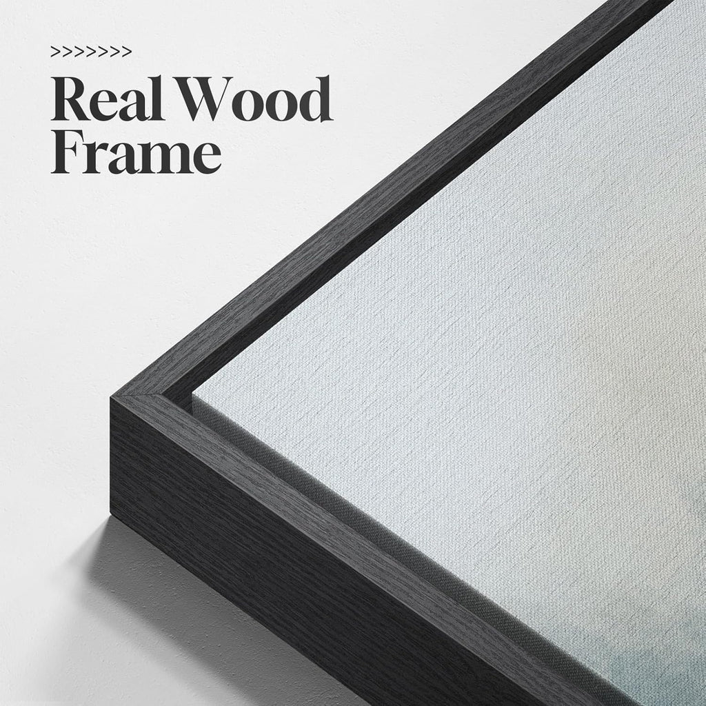 Large Framed Abstract Nature Landscape Wall Art , 3 Piece Blue Watercolor Canvas Prints Paintings Artwork for Walls