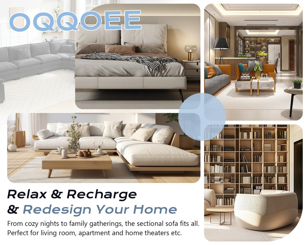 145" Oversized Modular Sectional Sofa U-Shaped Corner Cloud Couch with Ottoman, Convertible Deep Seat Velvet Couch