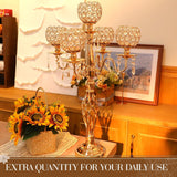 4 Pcs 5 Arm Crystal Candelabra Centerpieces for Table 27 Inch Retro Victorian Crystal Candle Holders Bowl Table