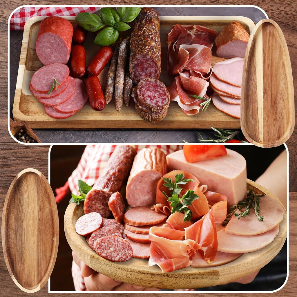 Set of 10 Acacia Wood Serving Platter and Trays Multi Shape Wood Plates Serving Tray Acacia Wooden Charcuterie Board