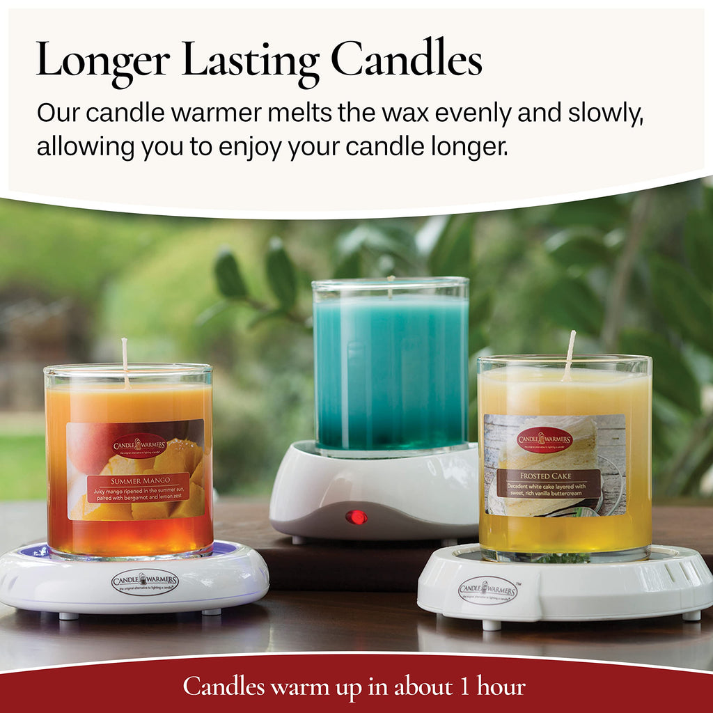 Auto Shutoff Candle Warmer Plate (White, Plug-in) - Modern Candle Wax Warmer with 8-Hour Timer