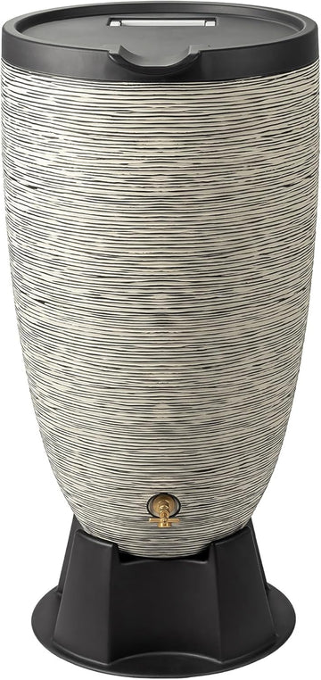 50-Gallon Newport Rain Barrel with Stand and Removable Lid, Slate Color