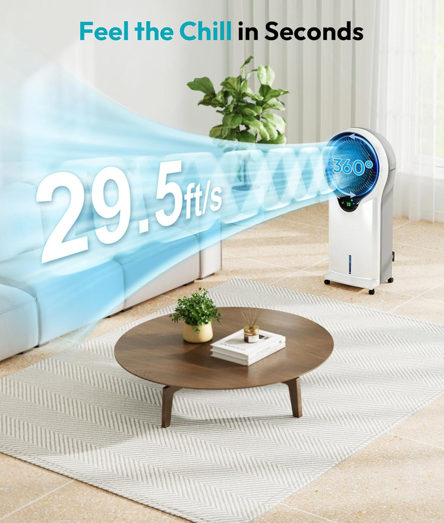 3-in-1 Evaporative Air Cooler, 35’’ Protable Swamp Cooler Indoor with 3 Modes&3 Speeds