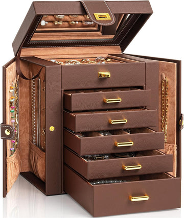 6-Tier Jewelry Box Organizer 5 Drawers Jewelry Storage Case