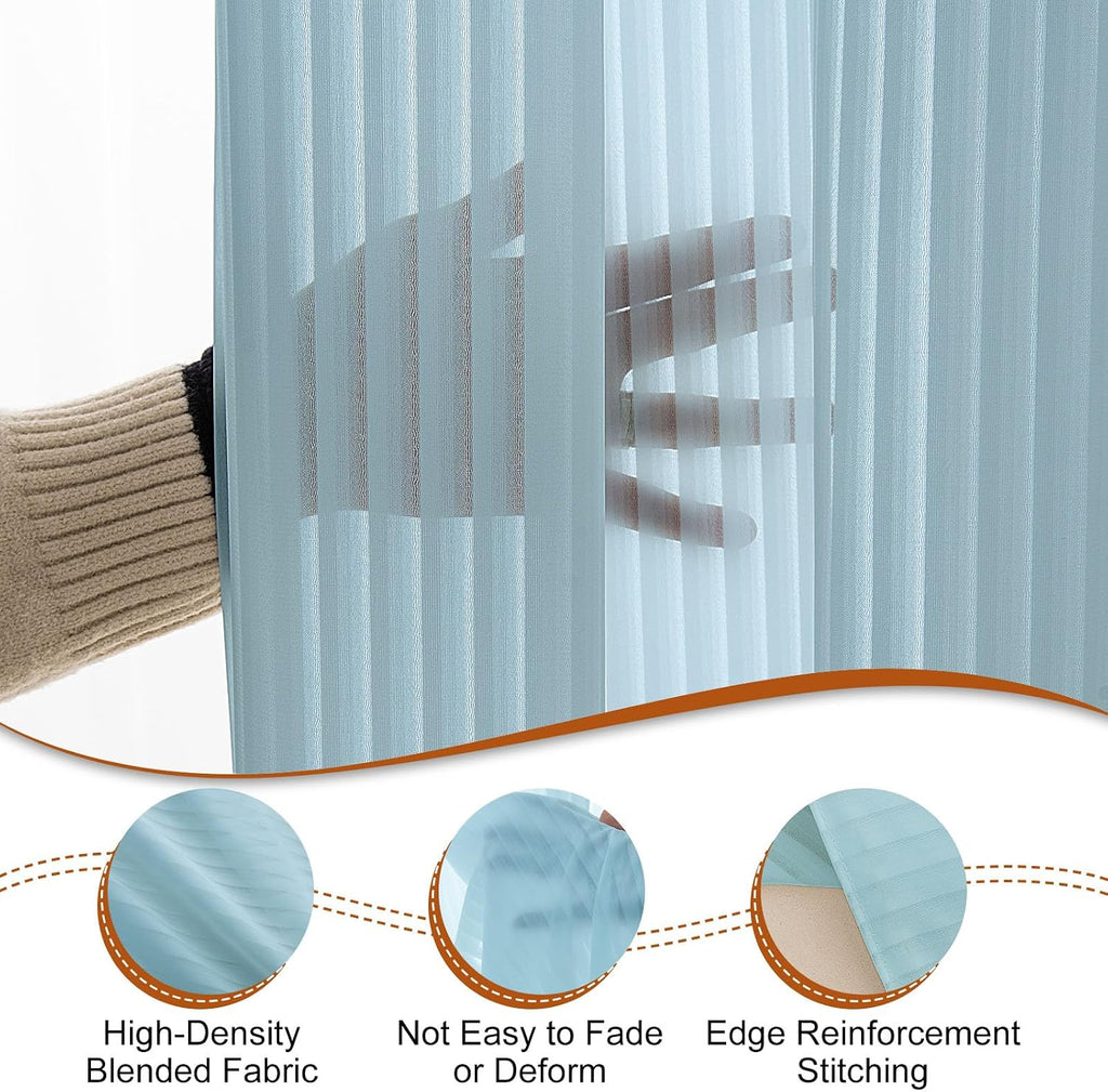 Outdoor Curtains Blue Sheer Curtains 84 Inches Long 2 Panels Set with Zipper Top & Bottom Grommet Outside Privacy