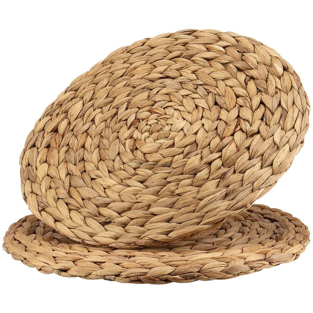Set of 8 Water Hyacinth Braided Placemat, 13 Inch Round Placemats Rattan Placemats, Natural Wicker Seagrass Rattan
