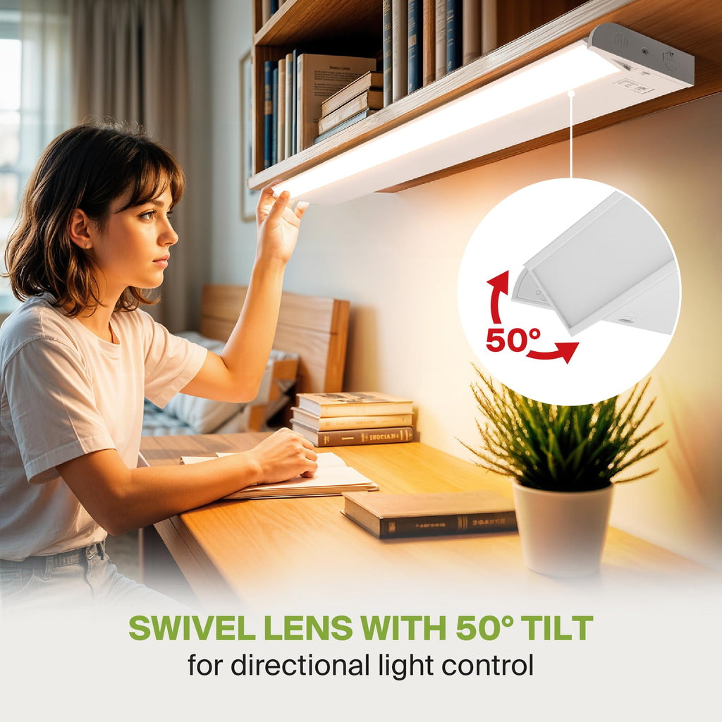 White Swivel LED Under Cabinet Light, 40 Inch 20W, Plug in/Hardwired