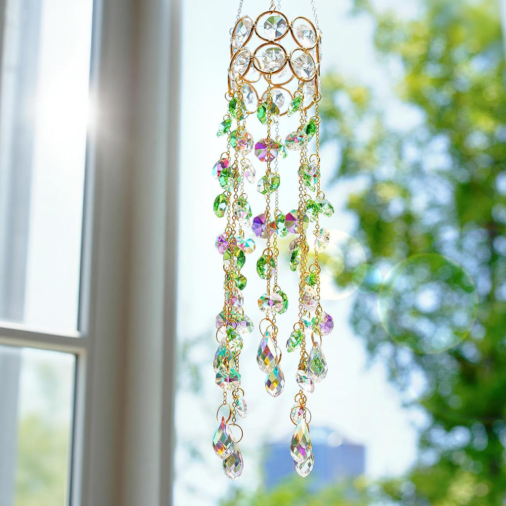 2 Pack Crystal Suncatchers for Window Hanging Rainbow Makers,17inch - Crystal Prisms Sun Catcher Indoor Window