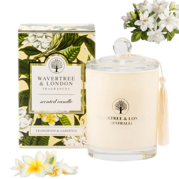 Luxury Frangipani & Gardenia Soy Wax Candle - Hand Poured in Australia, 11.66 oz Glass Jar Fancy Candle, Strong