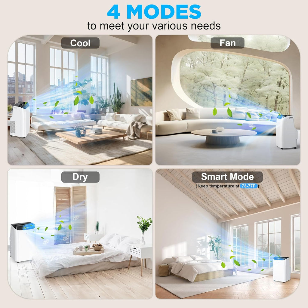 12000 BTU Portable Air Conditioners with Remote Control, 3-in-1 Free Standing Cooling AC Unit with Fan & Dehumidifier