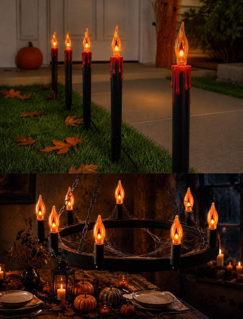 C18 Orange Flickering Flame Light Bulbs, 1W E12 Base