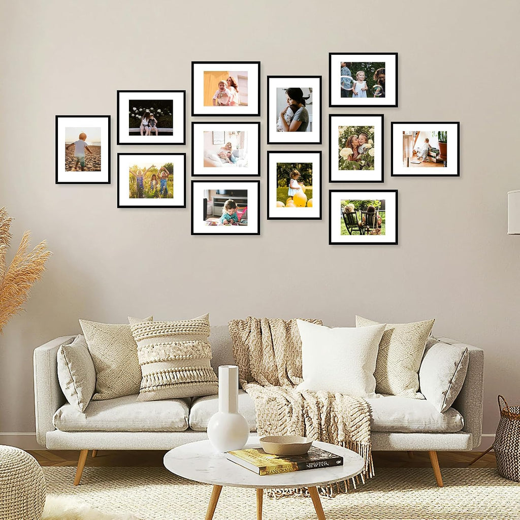 12 Packs 11x14 Picture Frames, Display 8x10 with Mat or 11x14 Without Mat, Black Gallery Wall Frame Set, 11 by 14