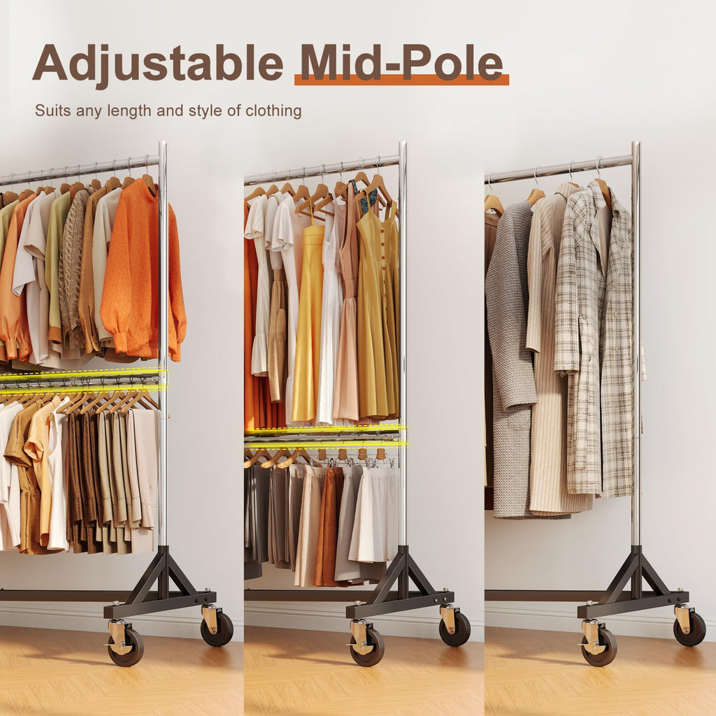 Z Rack, Clothes Rack Hold 550LB 86" H Adjustable Height Double Rod