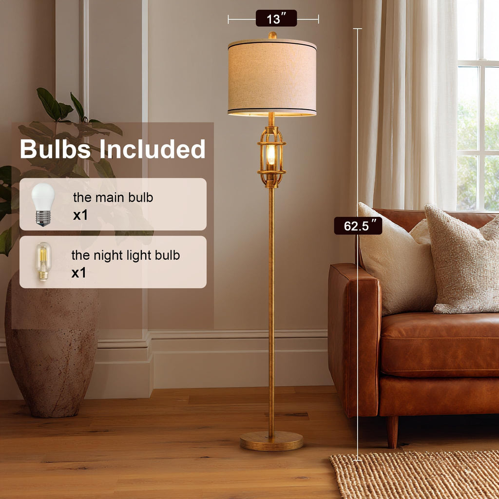 Floor Lamps, 62.5'' Farmhouse Tall Lamp with 2 Light Source
