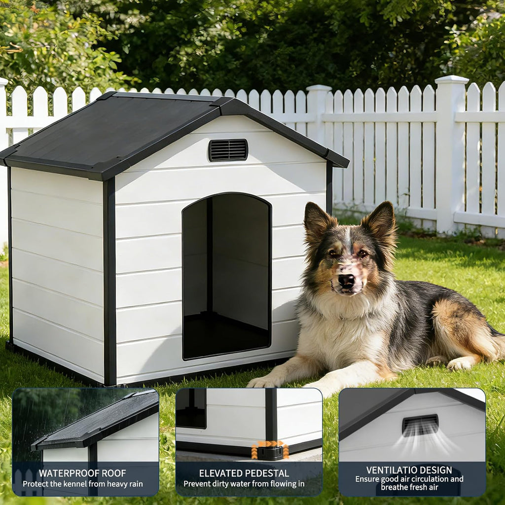 Weather‐Resistant PP Plastic Outdoor Dog House for Large Dogs