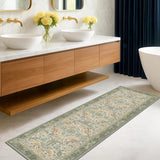 Sage Floral Kitchen Runners - 2x7 Long Runner Rug for Hallway Bathroom Bedroom Beside Bed Entryway, 