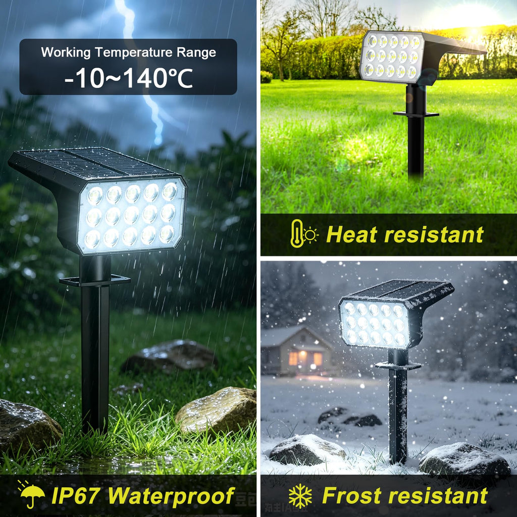 Spot Lights Outdoor, 4 Pack Outdoor Solar Lights for Yard, 4 Lighting Mode Solar Landscape Spotlights with Auto