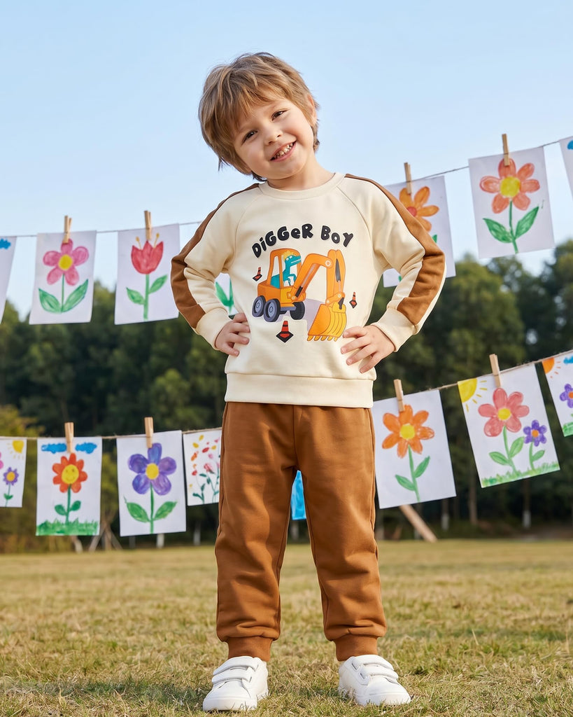 Baby Boy Clothes Brown Sweatshirt Jogger Pants Set