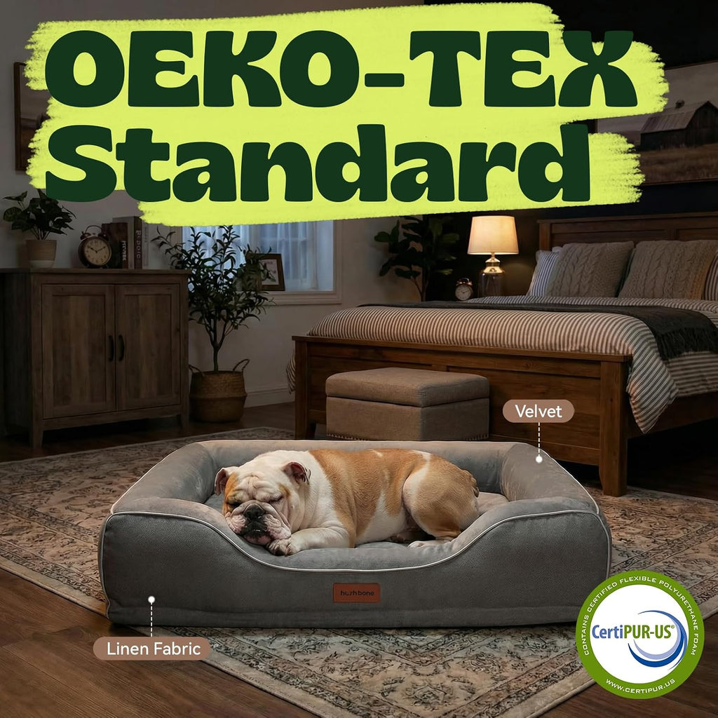 Orthopedic Dog Bed with Cooling Gel Foam & Washable Cover, Grey