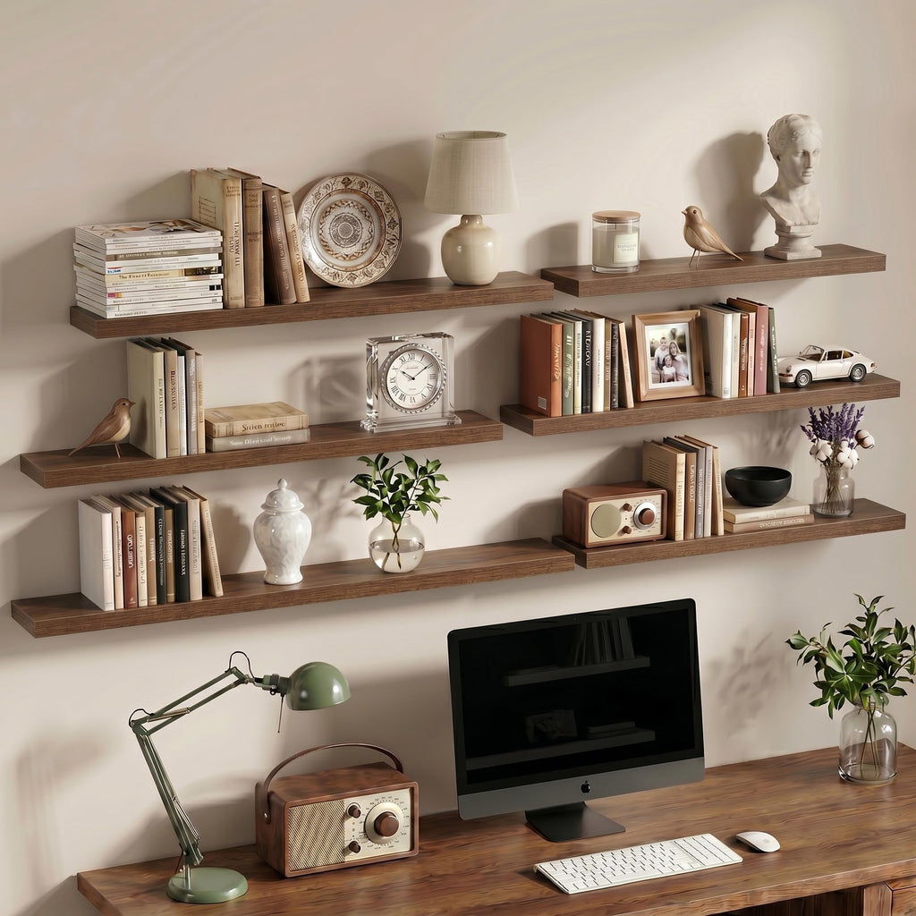 36 Inch Floating Shelves Wall Mounted for Display, 6.5 Deep Duty Shelves with Invisible Brackets Storage & Decor, 36"