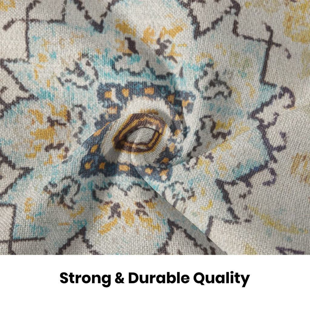 Blue Yellow Carpet Pattern Boho Pillow Covers 18x18 Set of 2