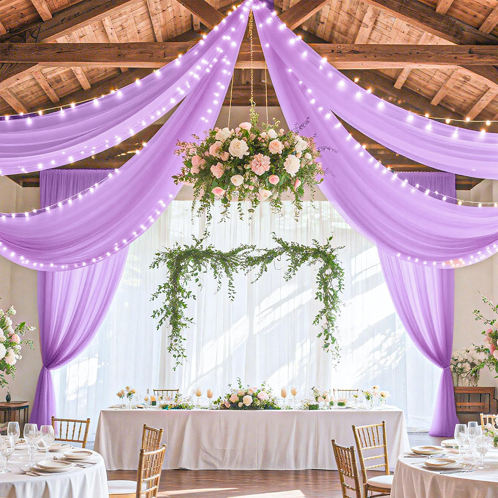 Ceiling Drapes Hanging Kit with Chiffon Wedding Ceiling Drapes Lavender Arch Draping Fabric Sheer Chiffon Wedding